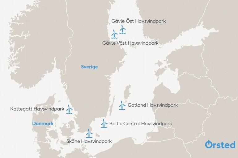 Ørsted vil opføre nok havvindmølleparker til at dække halvdelen af Sverige elforbrug